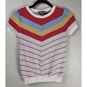 ModCloth Chevron Stripe Sweater Top XS Cotton Modal Retro Colorblock Knit